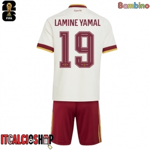 Spagna Lamine Yamal #19 Seconda Maglia Bambino Mondiali 2026 Manica Corta (+ Pantaloni corti)